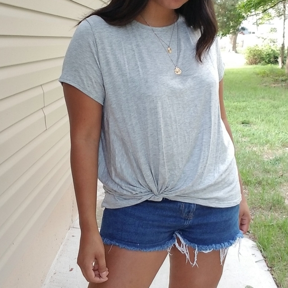 FORGET ME KNOT GRAY TEE SHIRT TOP - Picture 11 of 15